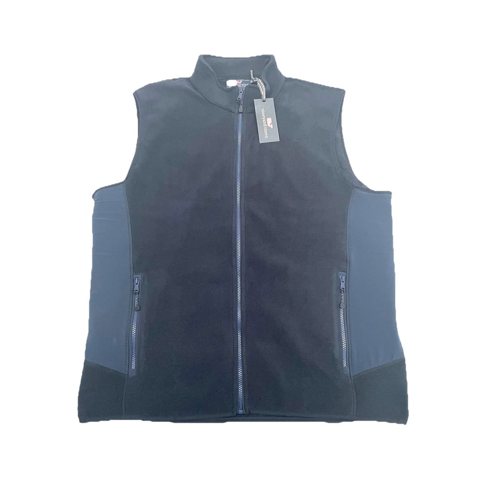 NEW Vineyard‎ Vines Fleece Harbor Vest Men's XL Navy Blue Preppy Full Zip Preppy